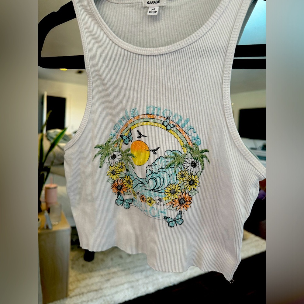 Garage Santa Monica White Tank Top